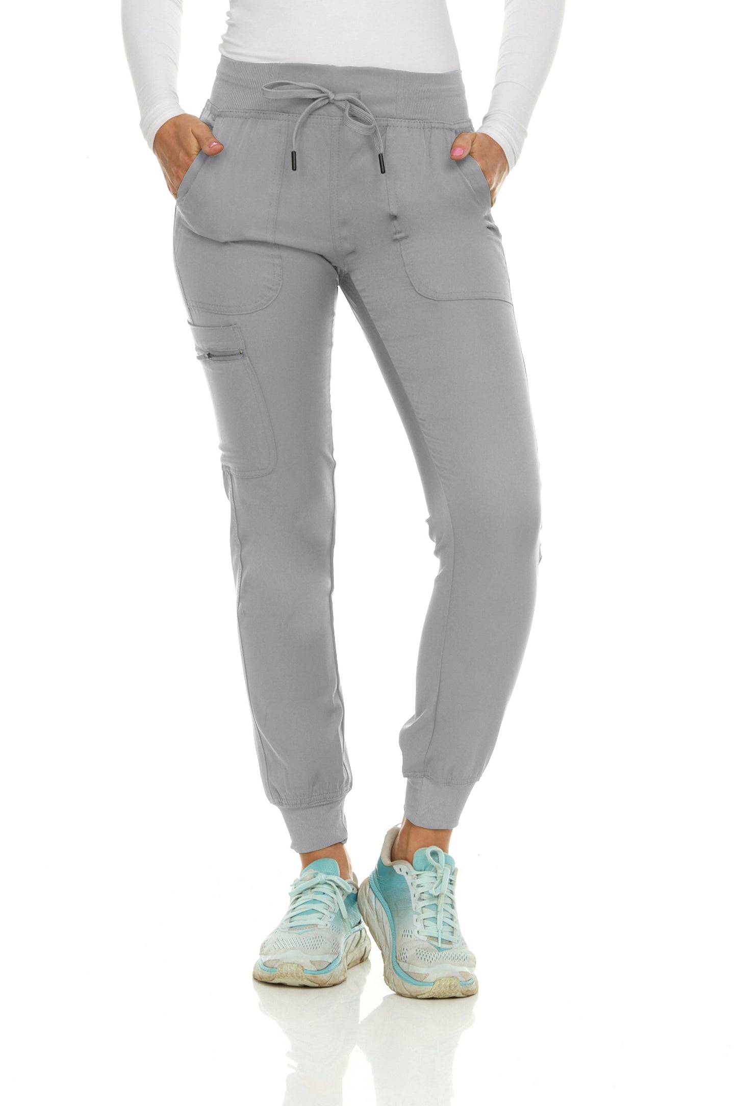 Medichic Julia Knit Waistband Zipper Cargo Scrub Jogger Pants