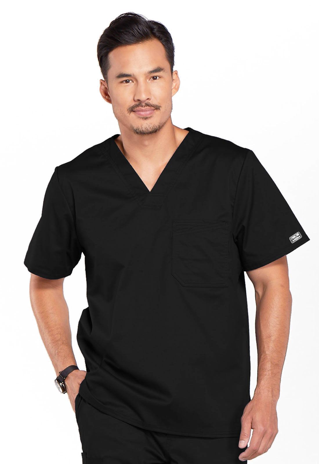 Haut de travail Cherokee Workwear Core Stretch pour homme, col en V, une poche, à rentrer dans le pantalon
