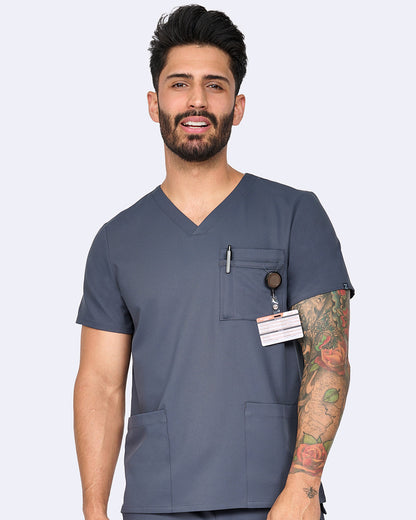 Zavate Studio Mens Power 3-Pocket Scrub Top