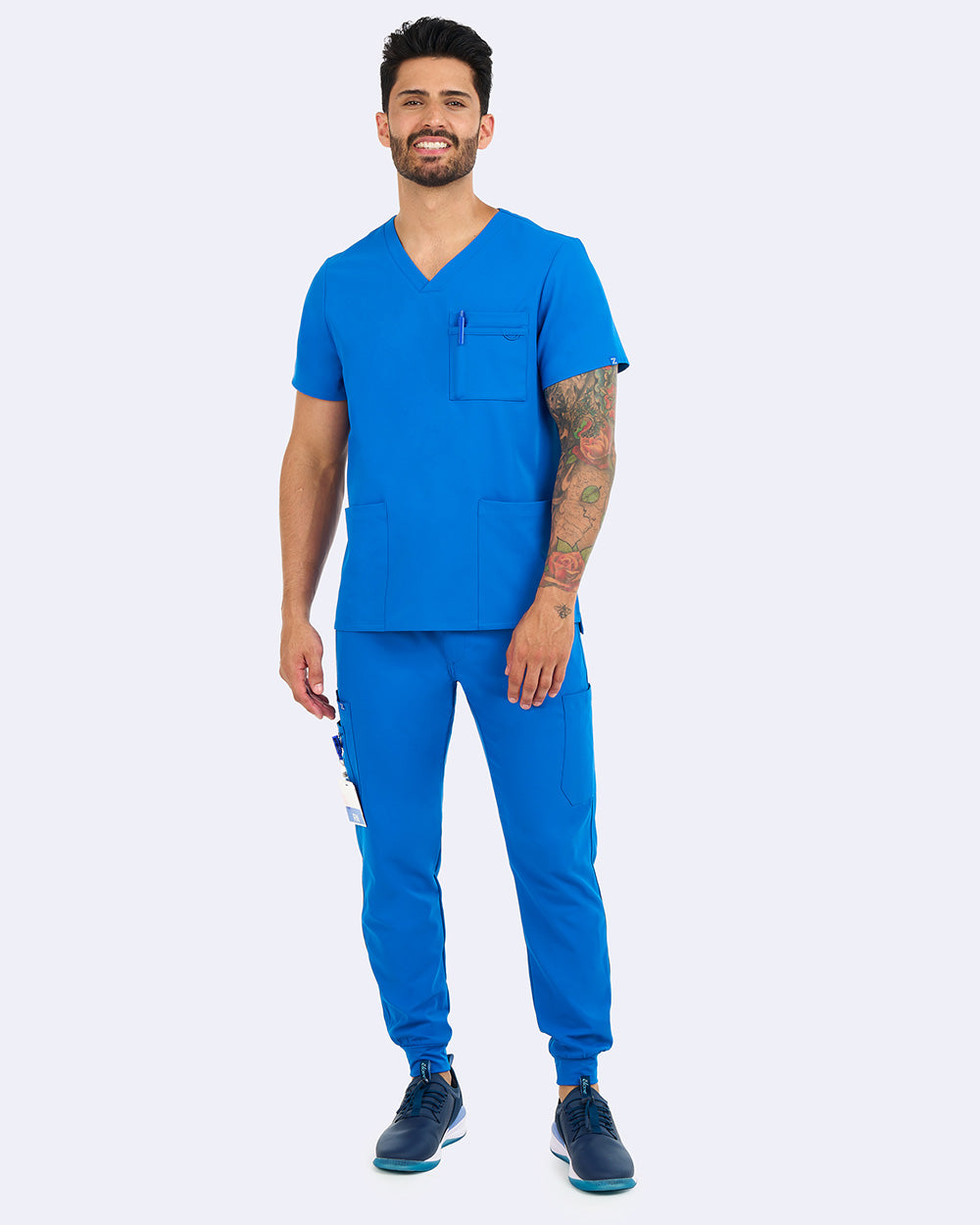 Zavate Studio Mens Power 3-Pocket Scrub Top