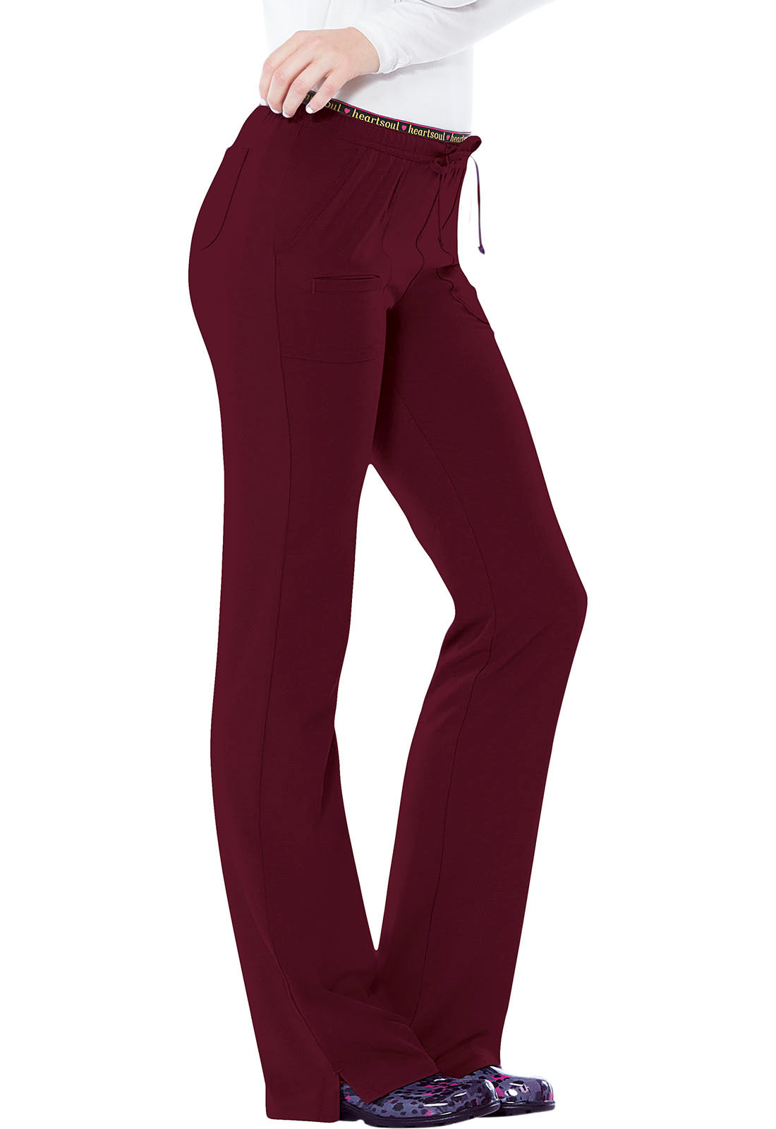 HeartSoul Break On Through Women's Scrubs Set – V-Neck Top 20710 & Drawstring Pant 20110, Red XL/XL