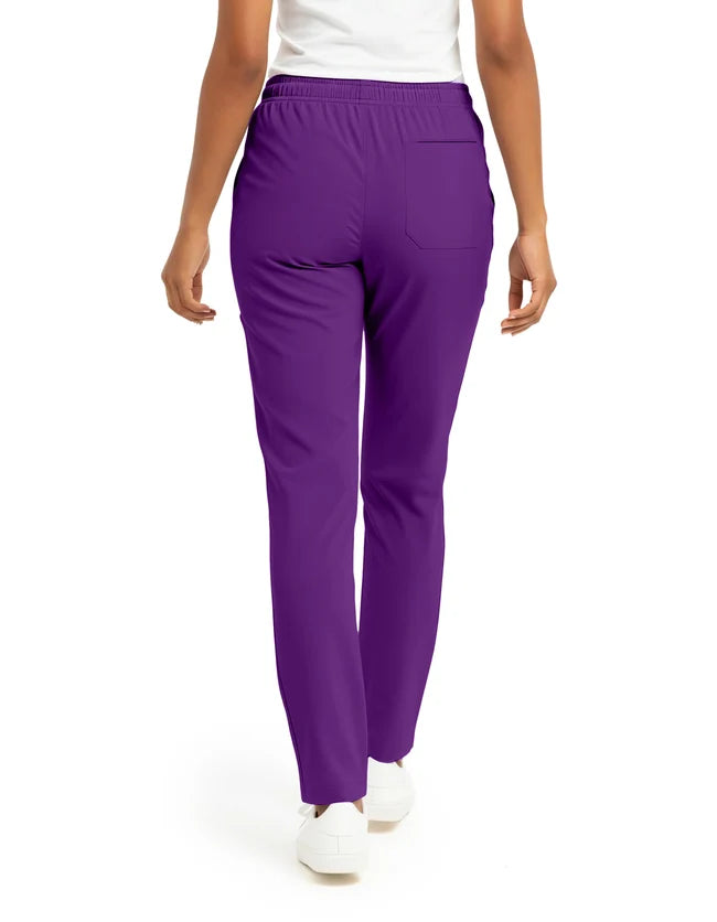 Hey Medical V-Neck Top with Stretch Cargo Tapered Leg Pants Scrub Set - Eggplant