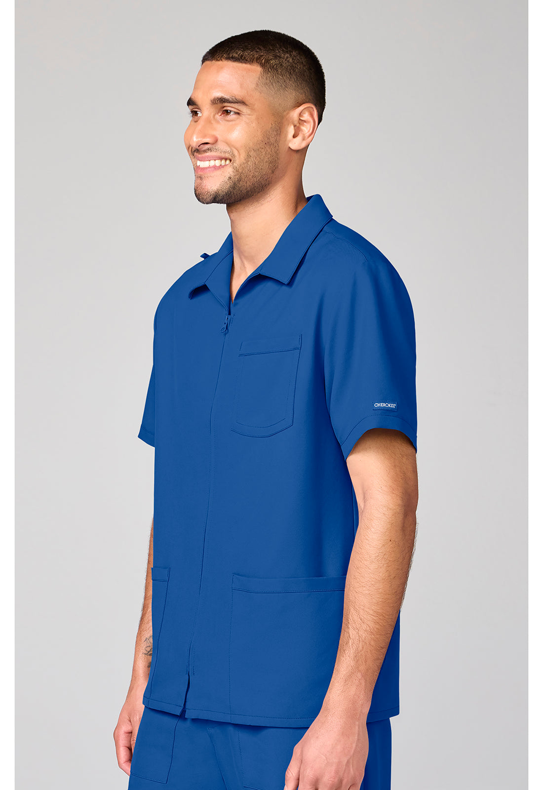 Cherokee Workwear Originals Ultra Mens Full Zip Scrub Top