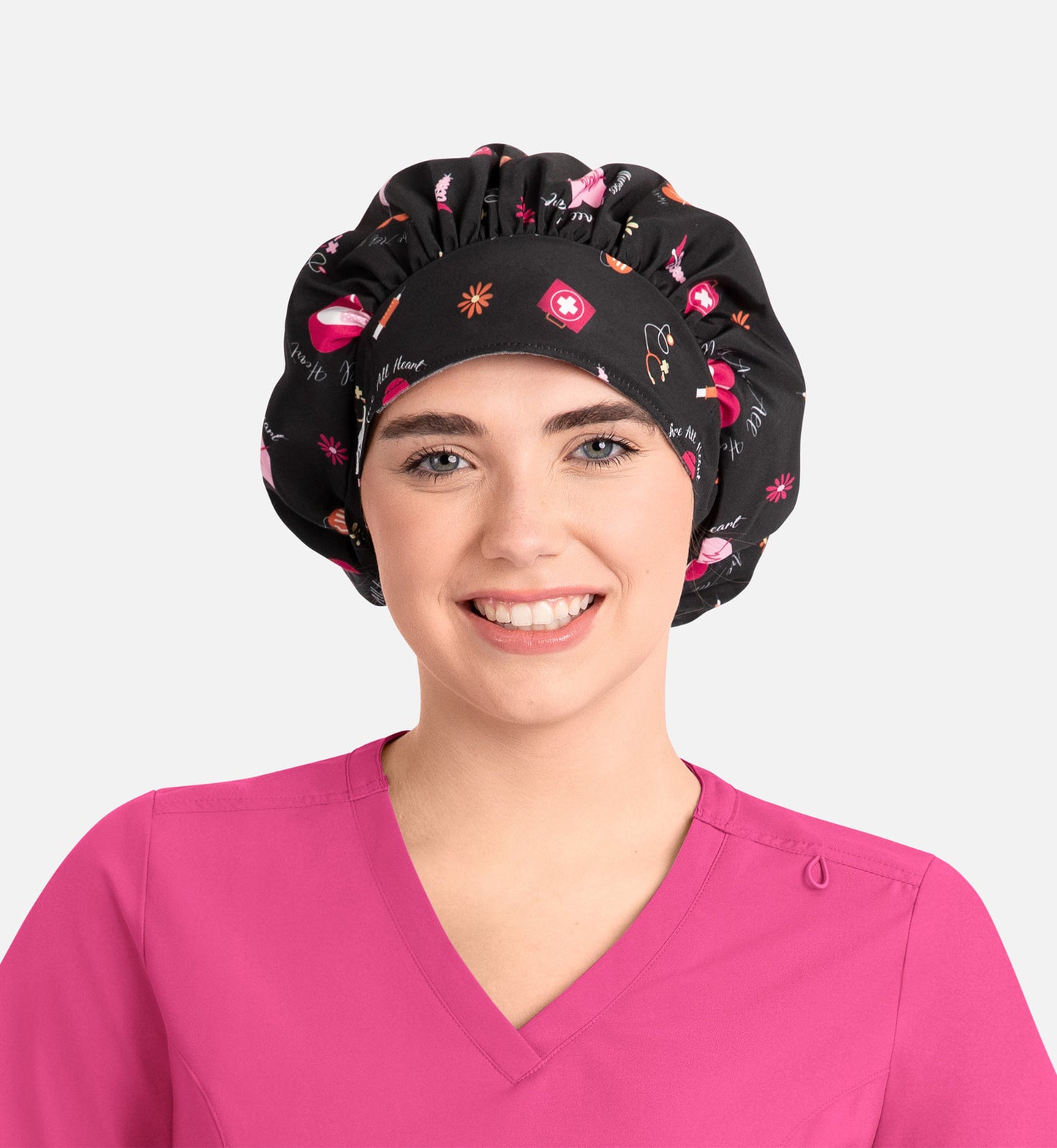 Maevn Unisex Printed Bouffant Scrub Cap
