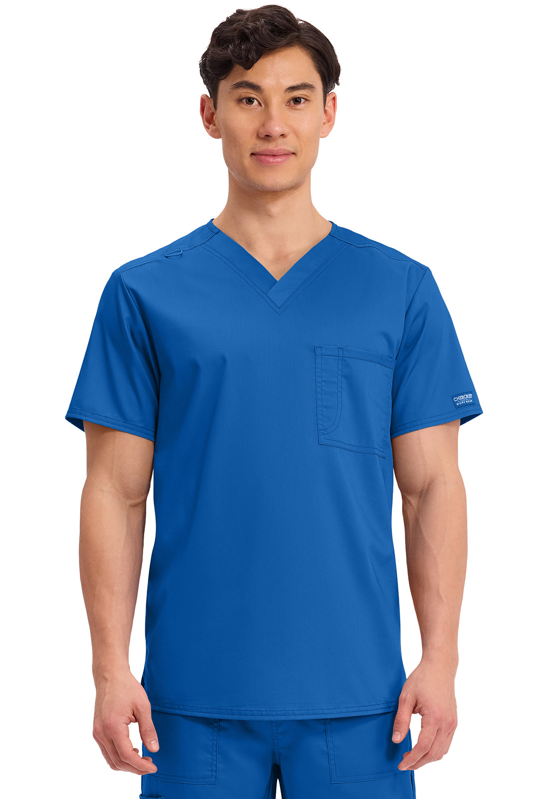 Cherokee Workwear Revolution Unisex 1-Pocket Tuck In V-Neck Scrub Top with NYC Health + Hospitals | Nursing Logo