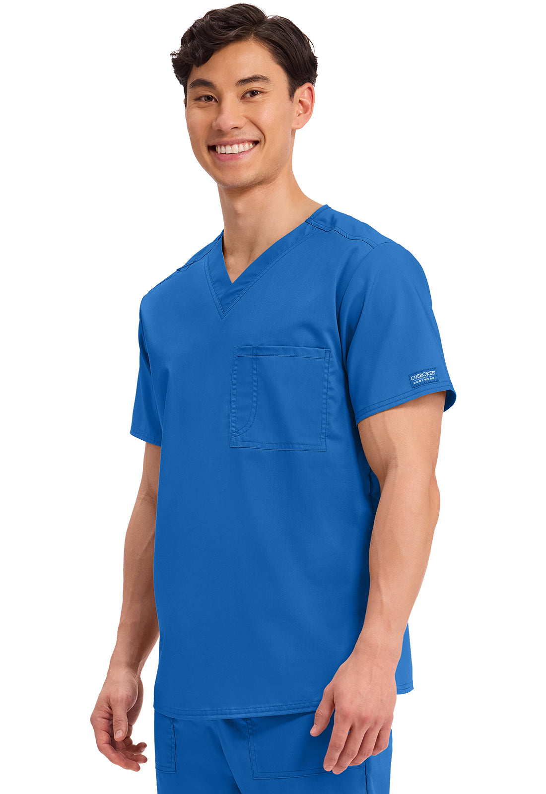 Cherokee Workwear Revolution Unisex 1-Pocket Tuck In V-Neck Scrub Top with NYC Health + Hospitals | Nursing Logo
