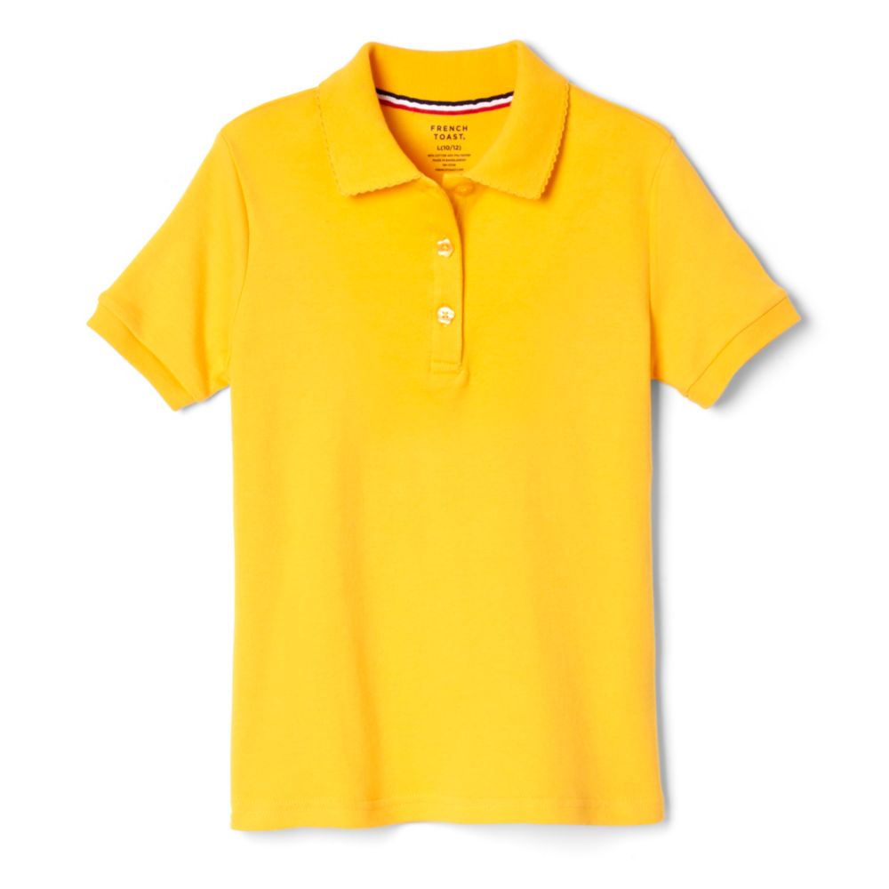 French Toast Girls Plus Short Sleeve Interlock Polo with Picot Collar
