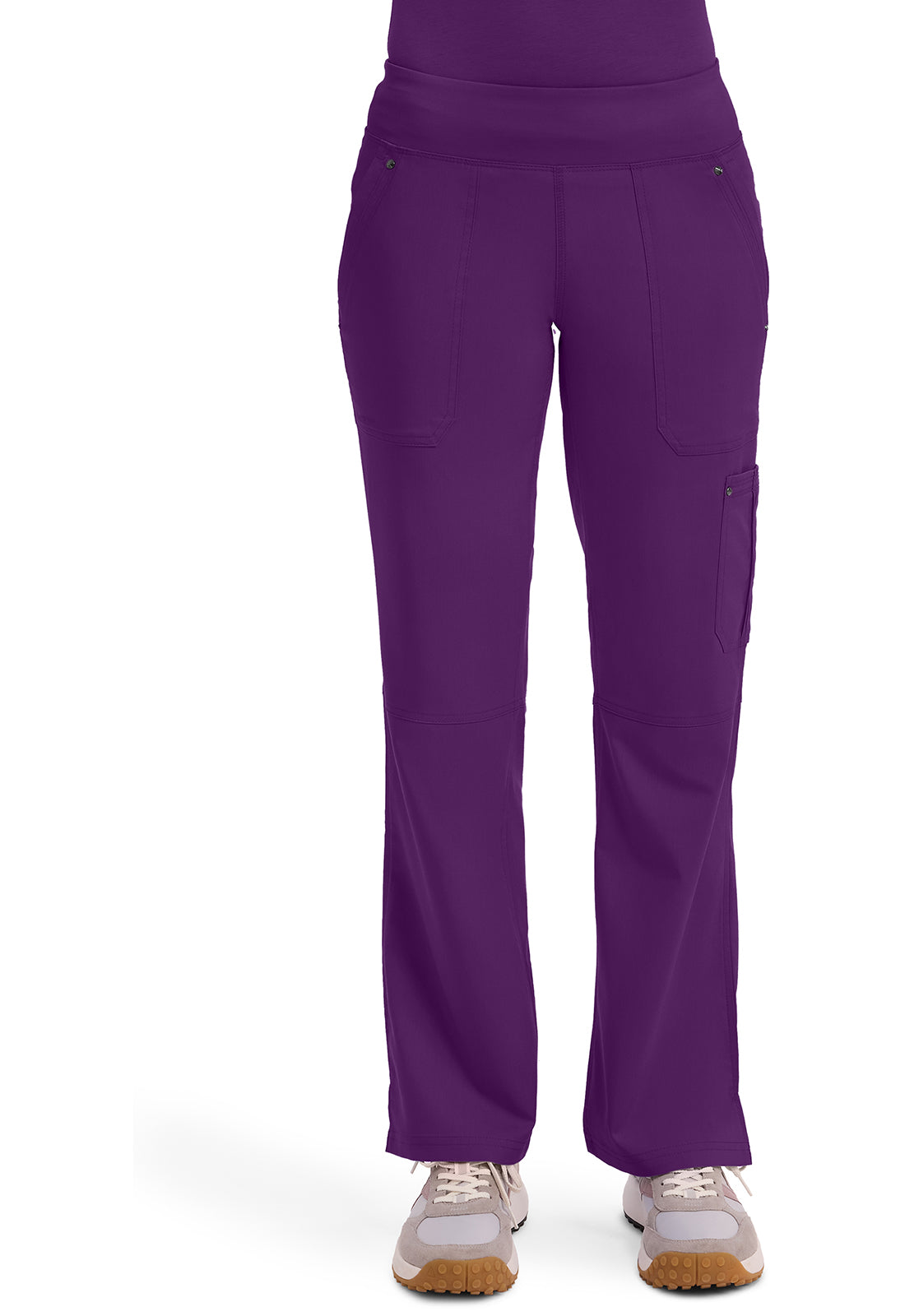 Pantalones de quirófano altos Tori con etiqueta morada de Healing Hands