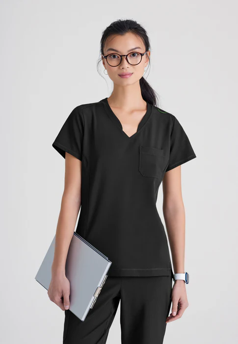 Grey's Anatomy Evolve Stretch Sway 1-Pocket Banded V-Neck Tuck-In Scrub Top