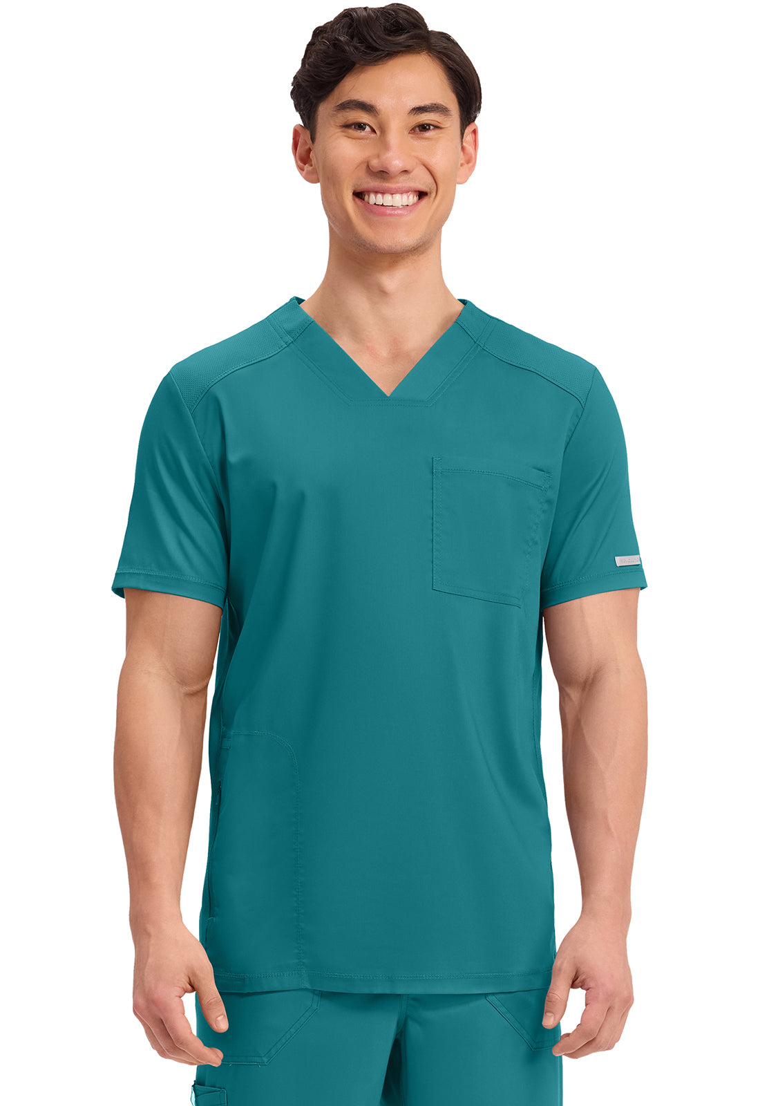 Haut de blouse médicale Cherokee Workwear pour homme, col en V, une poche, à rentrer dans le pantalon.