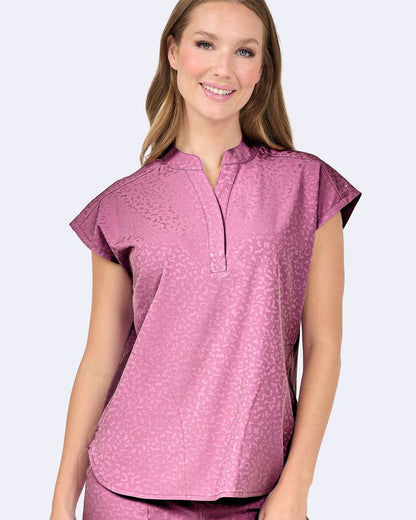 Ava Therese Jacquard Piper Tuck In Oversized Scrub Top