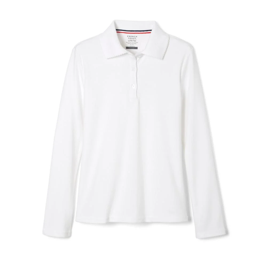 French Toast Girls Plus Long Sleeve Interlock Polo with Picot Collar