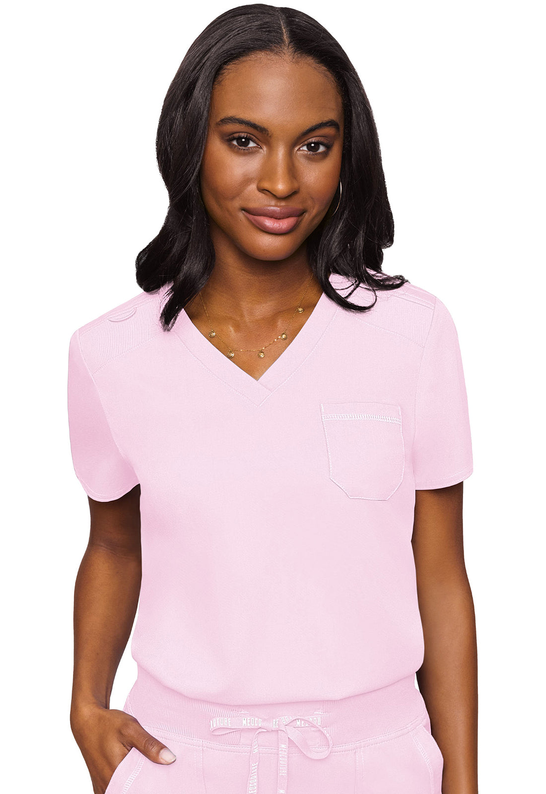 Blouse médicale Med Couture Touch à une poche, col en V et fermeture rentrée