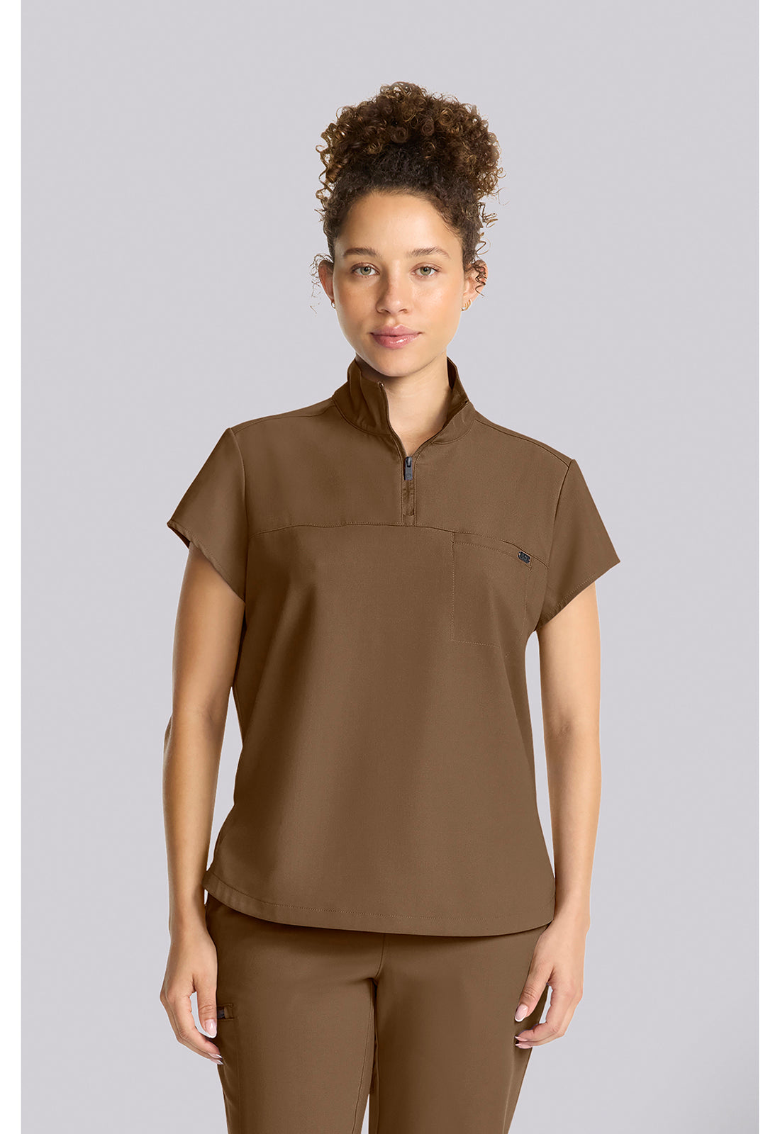 Healing Hands Quest Bella Partial Zip Stand Collar Tuck In Scrub Top
