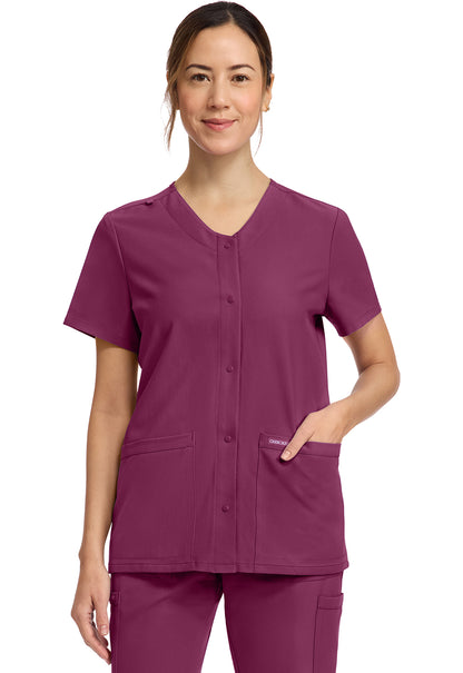Cherokee Workwear Originals Ultra 2-Pocket Snap Front Scrub Top