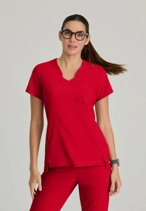 Grey's Anatomy Evolve Stretch Sway 1-Pocket Banded V-Neck Tuck-In Scrub Top