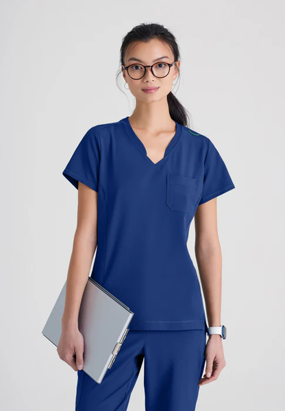 Grey's Anatomy Evolve Stretch Sway 1-Pocket Banded V-Neck Tuck-In Scrub Top