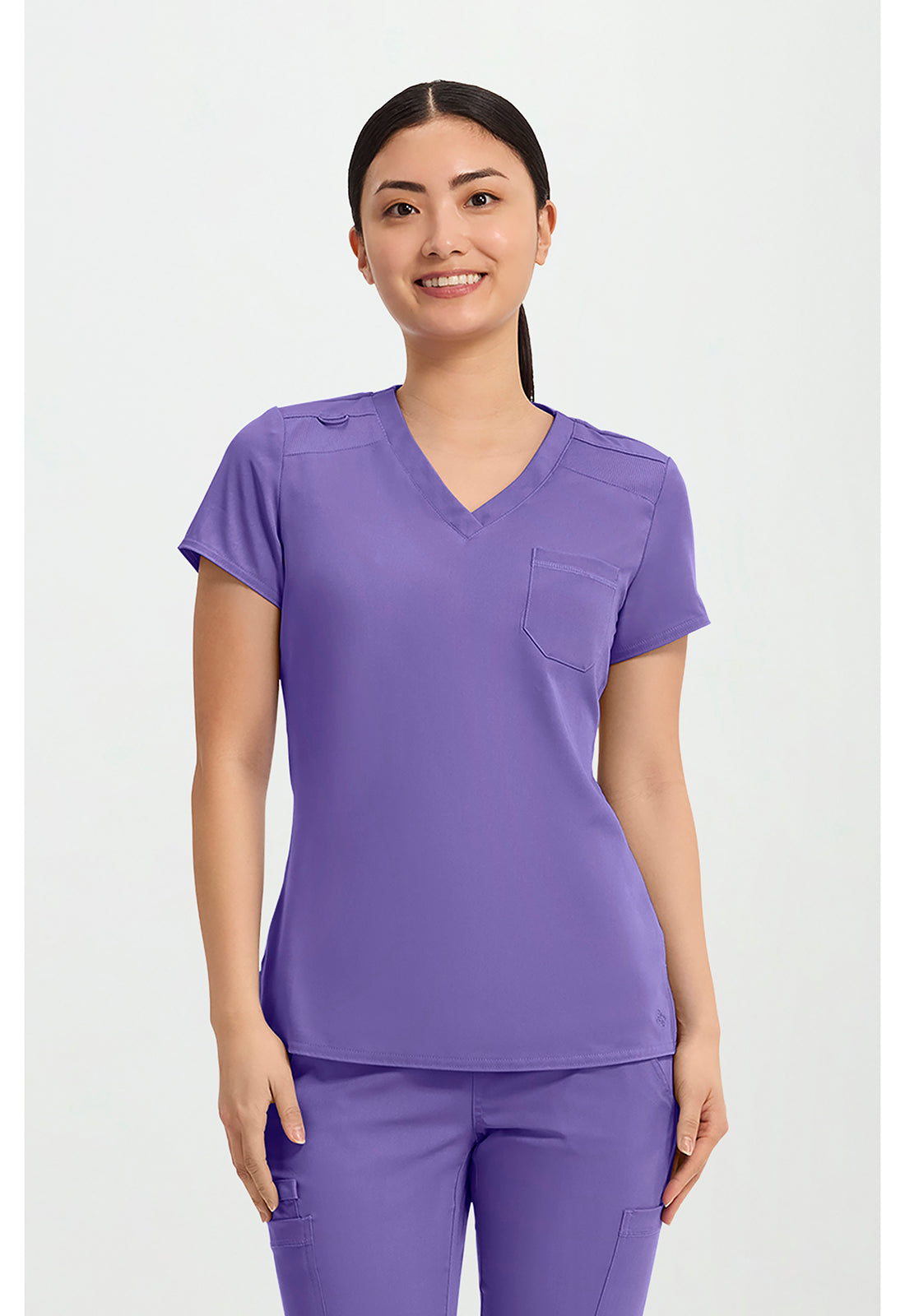 Blouse médicale Med Couture Touch à une poche, col en V et fermeture rentrée