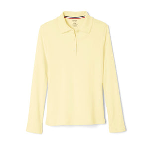 French Toast Girls Long Sleeve Interlock Polo with Picot Collar