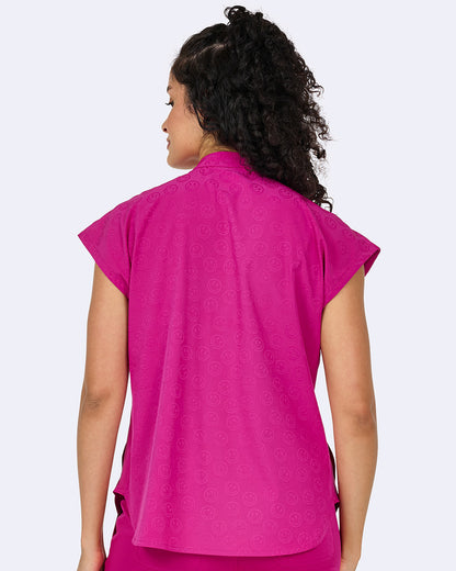 Ava Therese Jacquard Smile Piper Tuck In Oversized Scrub Top