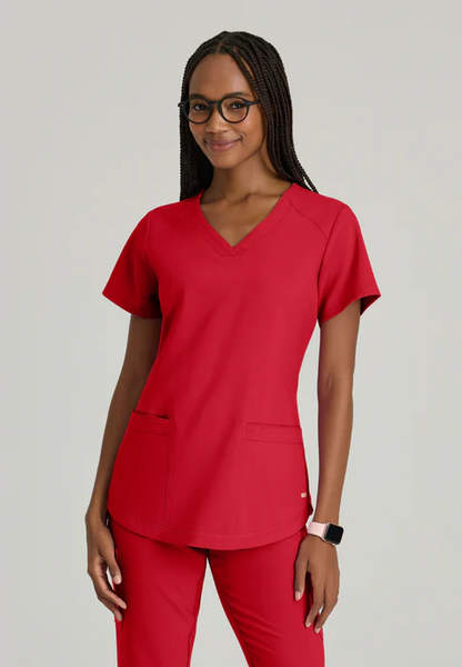 Grey's Anatomy Evolve Stretch Rhythm 2-Pocket Piped V-Neck Scrub Top