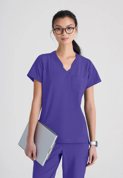Grey's Anatomy Evolve Stretch Sway 1-Pocket Banded V-Neck Tuck-In Scrub Top