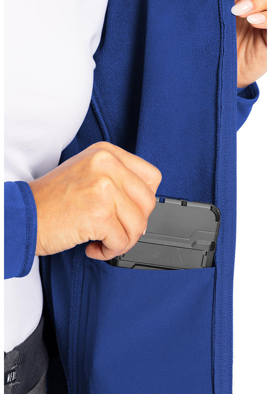 Med Couture Womens Performance Fleece Scrub Jacket with NYC Health + Hospitals | Nursing Logo