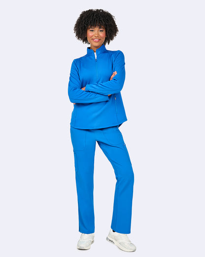 Ava Therese Womens Half Zip Fleece Scrub Pull Over with NYC Health + Hospitals | Nursing Logo