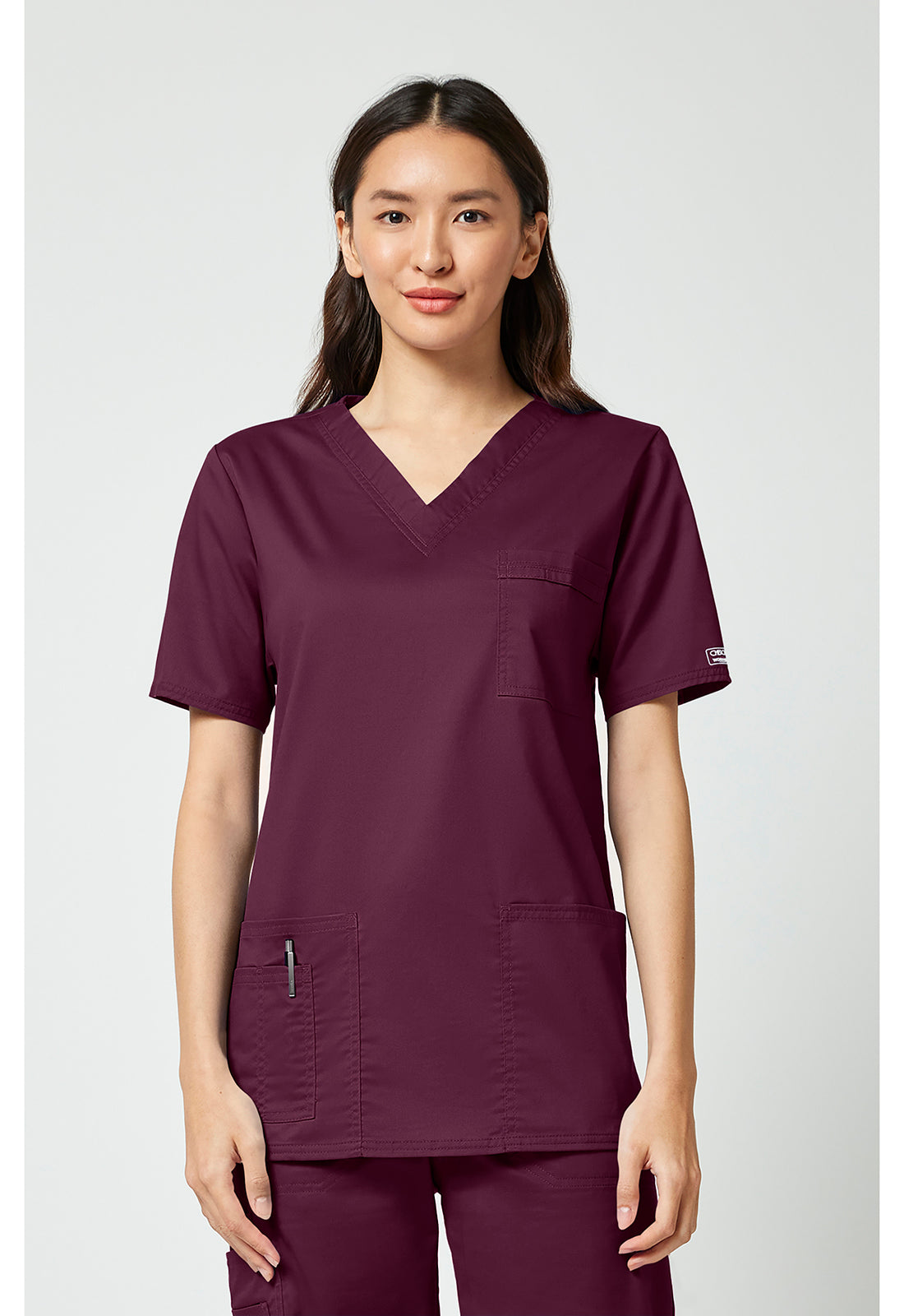Haut de blouse Cherokee Workwear Core Stretch unisexe à col en V
