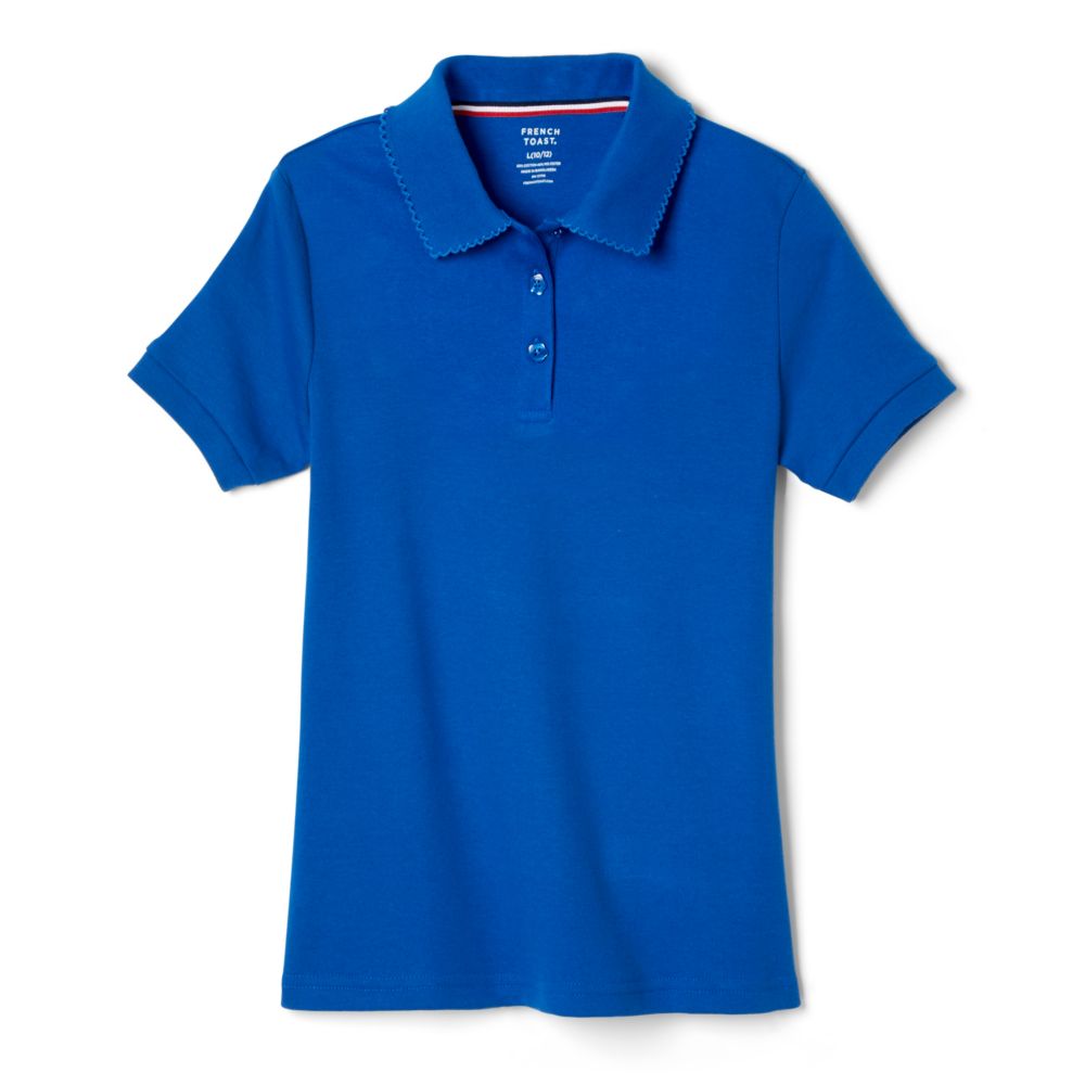 French Toast Girls Plus Short Sleeve Interlock Polo with Picot Collar