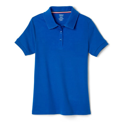 French Toast Girls Plus Short Sleeve Interlock Polo with Picot Collar