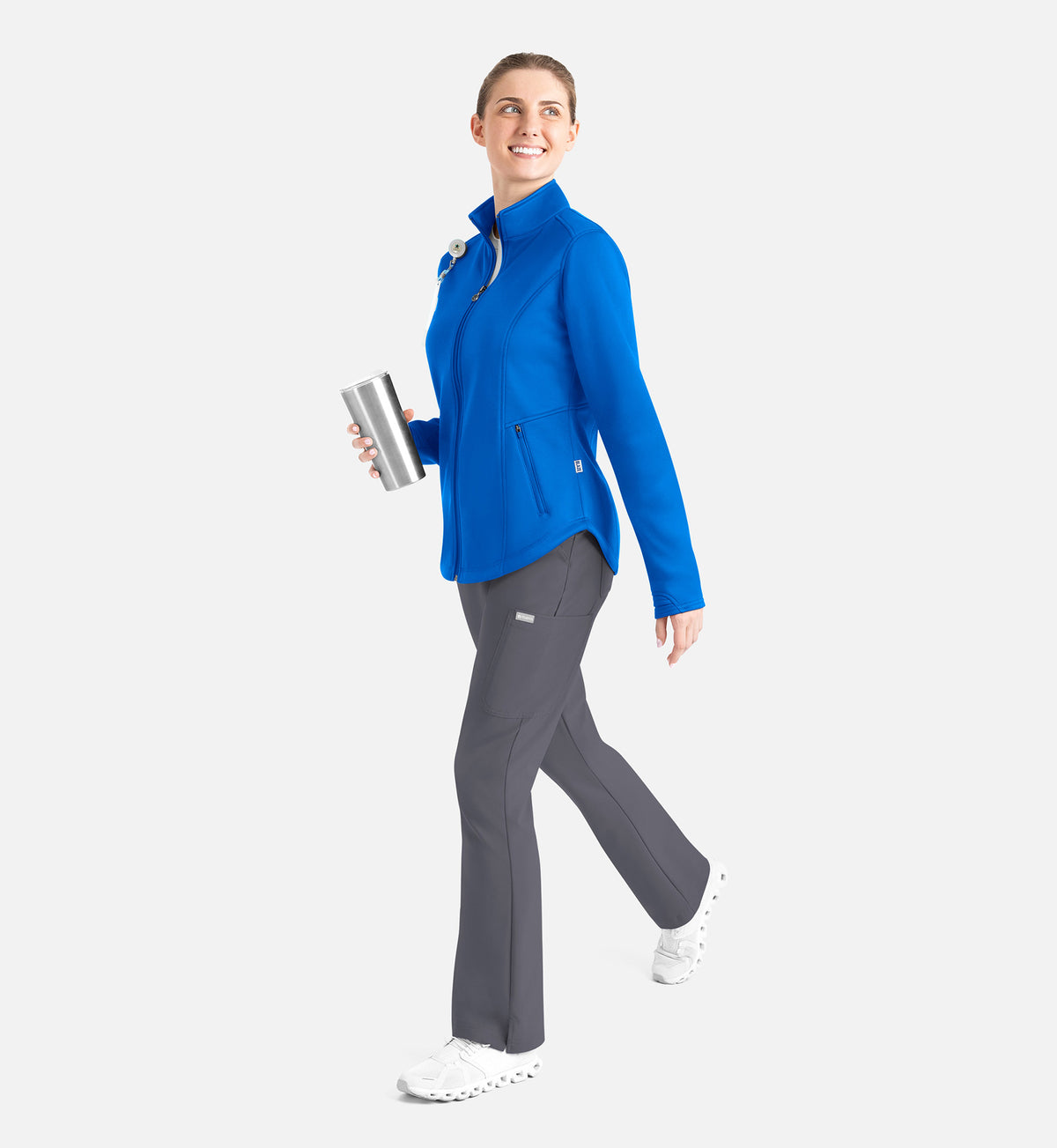 Maevn Blaze Lite Womens Track Fleece Scrub Jacket with NYC Health + Hospitals | Nursing Logo
