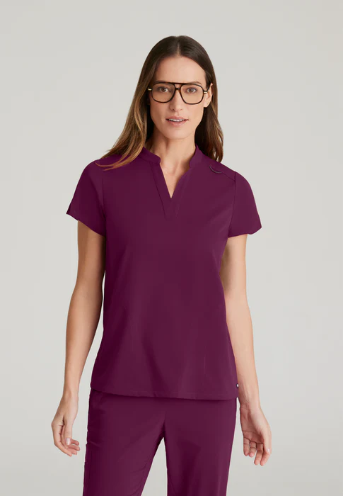 Grey's Anatomy Spandex Stretch Avery 2-Pocket Banded Collar Tuck In Scrub Top