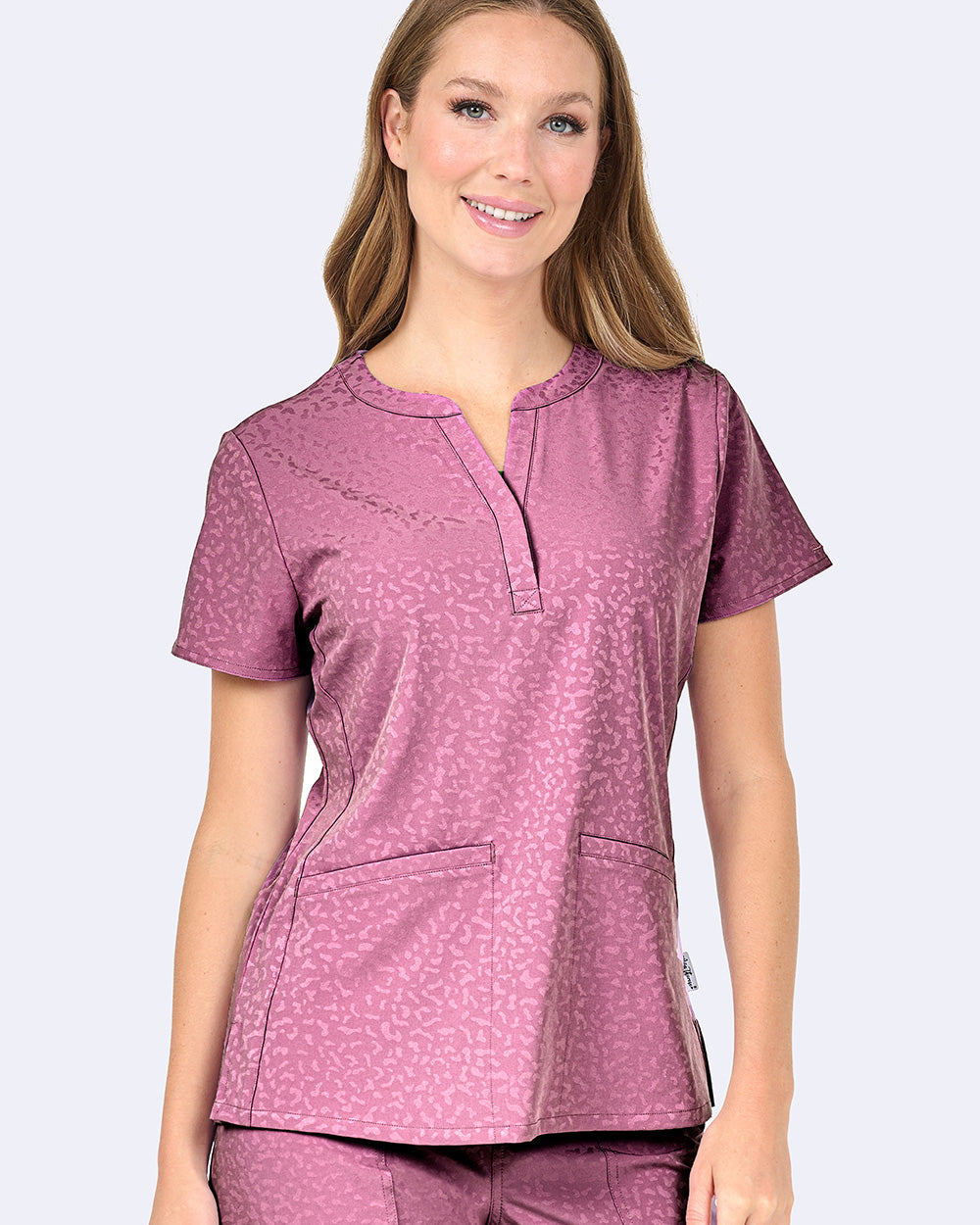 Ava Therese Jacquard Lynx Scrub Top