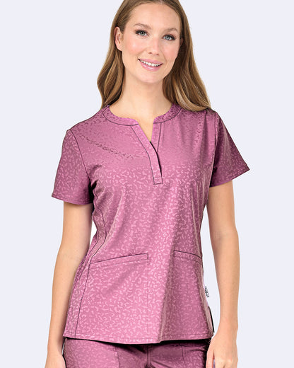 Ava Therese Jacquard Lynx Scrub Top