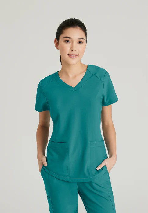 Grey's Anatomy Evolve Stretch Rhythm 2-Pocket Piped V-Neck Scrub Top
