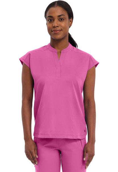 Blusa médica extragrande Journey Tuck In con etiqueta morada de Healing Hands
