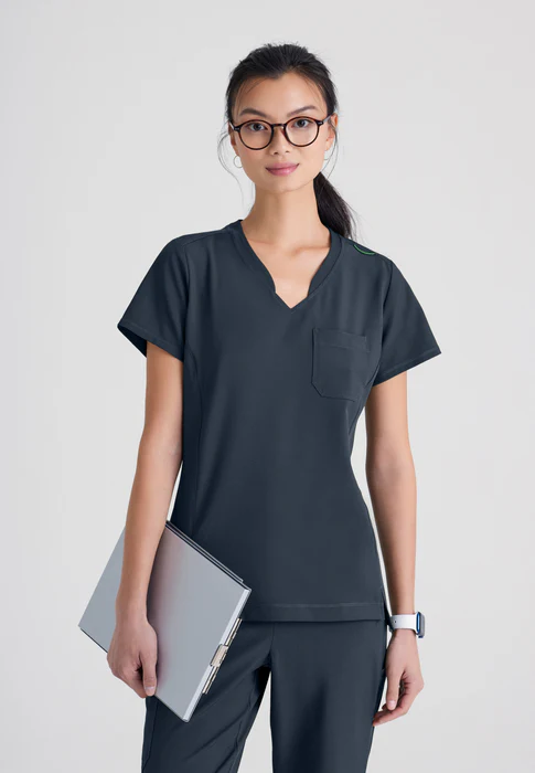 Grey's Anatomy Evolve Stretch Sway 1-Pocket Banded V-Neck Tuck-In Scrub Top