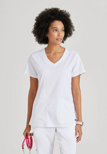 Blusa médica con cuello en V curvo Serena de licra elástica de Grey's Anatomy