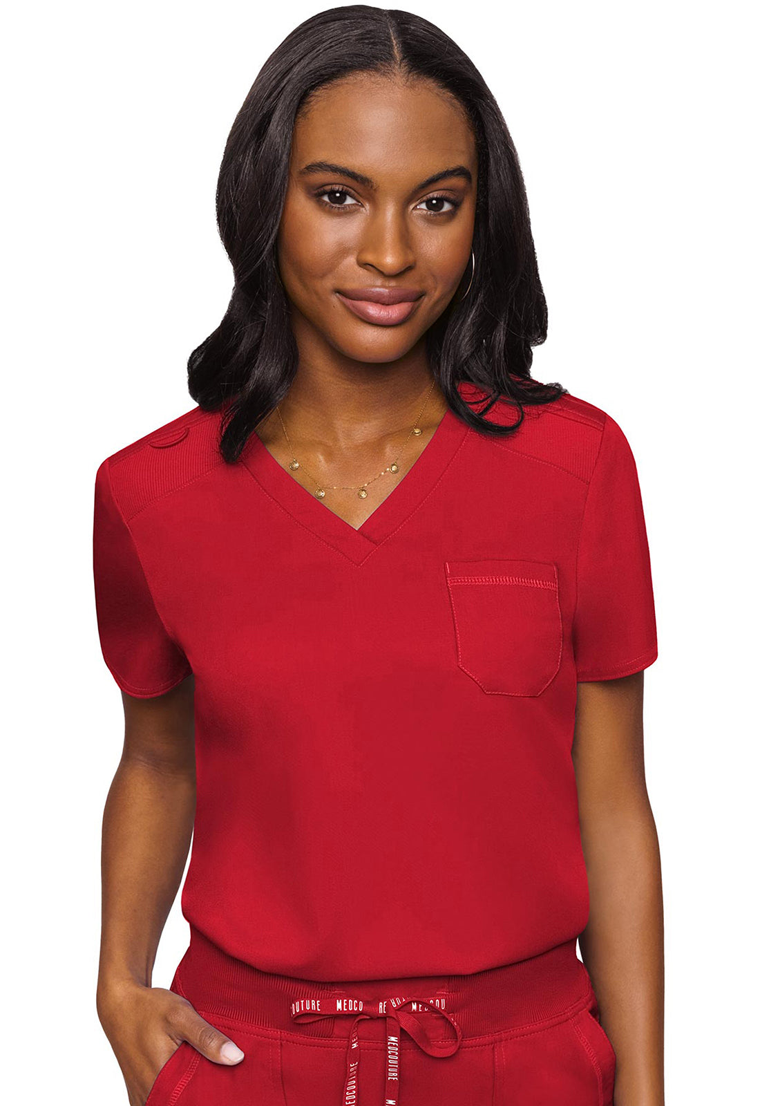 Blouse médicale Med Couture Touch à une poche, col en V et fermeture rentrée