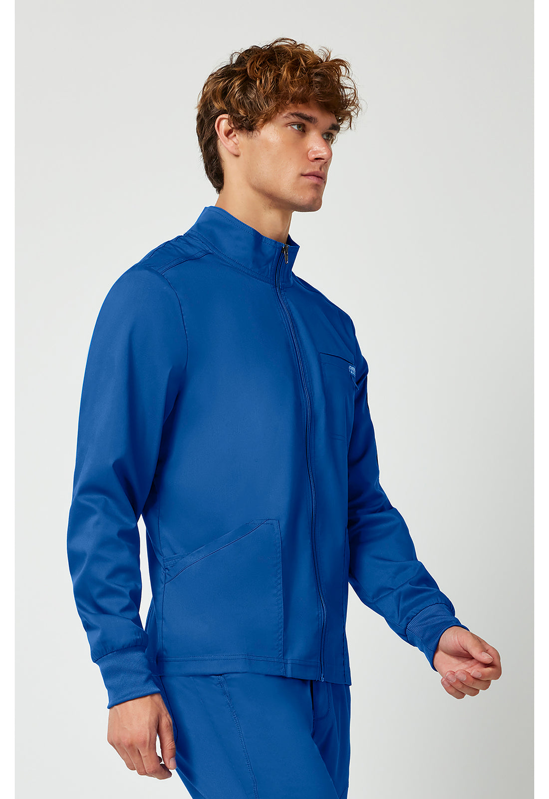 Cherokee Workwear Revolution Mens Zip Front Scrub Jacket with NYC Health + Hospitals | Nursing Logo
