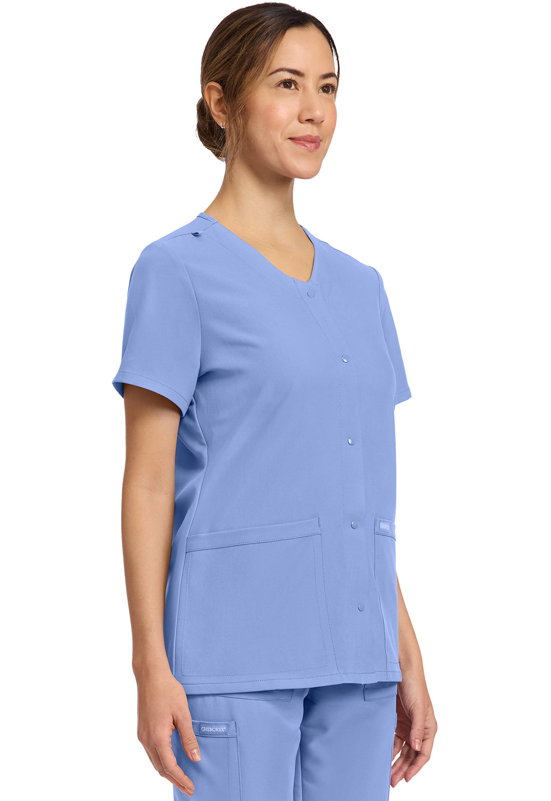 Cherokee Workwear Originals Ultra 2-Pocket Snap Front Scrub Top