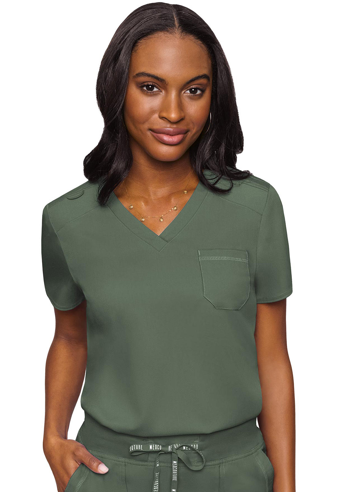 Blouse médicale Med Couture Touch à une poche, col en V et fermeture rentrée