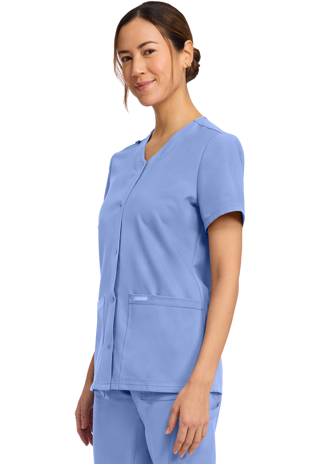 Cherokee Workwear Originals Ultra 2-Pocket Snap Front Scrub Top