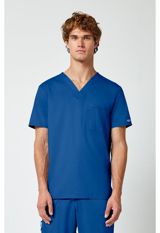 Cherokee Workwear Revolution Mens 1-Pocket Tuck In V-Neck Scrub Top with NYC Health + Hospitals | Nursing Logo