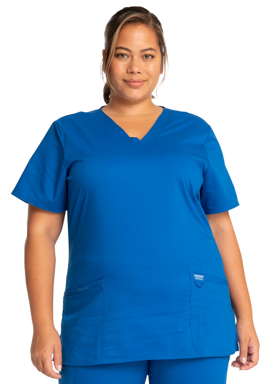 Cherokee Workwear Revolution Womens V-Neck Scrub Top with NYC Health + Hospitals | Nursing Logo