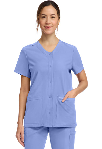 Cherokee Workwear Originals Ultra 2-Pocket Snap Front Scrub Top