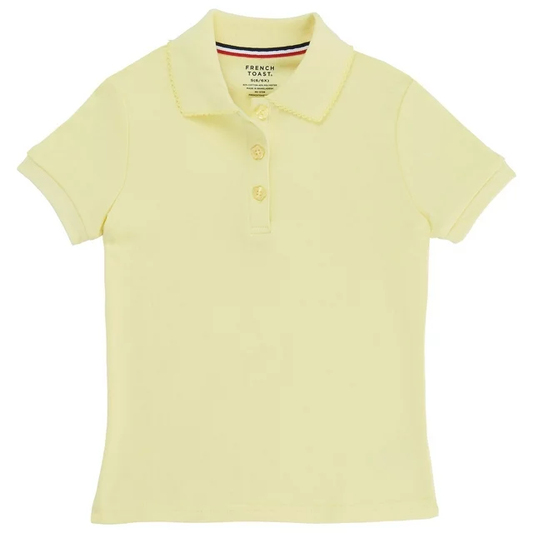 French Toast Girls Short Sleeve Interlock Polo with Picot Collar