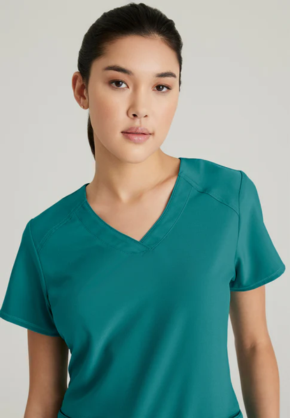 Grey's Anatomy Evolve Stretch Rhythm 2-Pocket Piped V-Neck Scrub Top