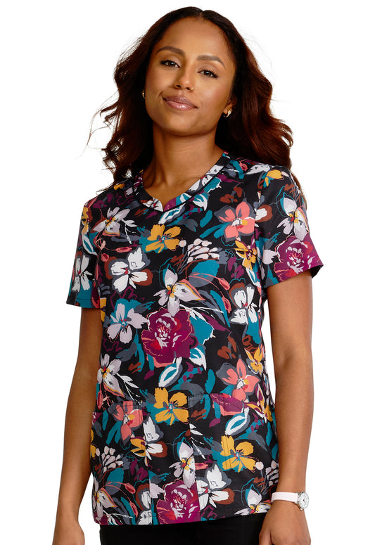 Clearance Cherokee Prints Artful Blooms V-Neck Printed Top